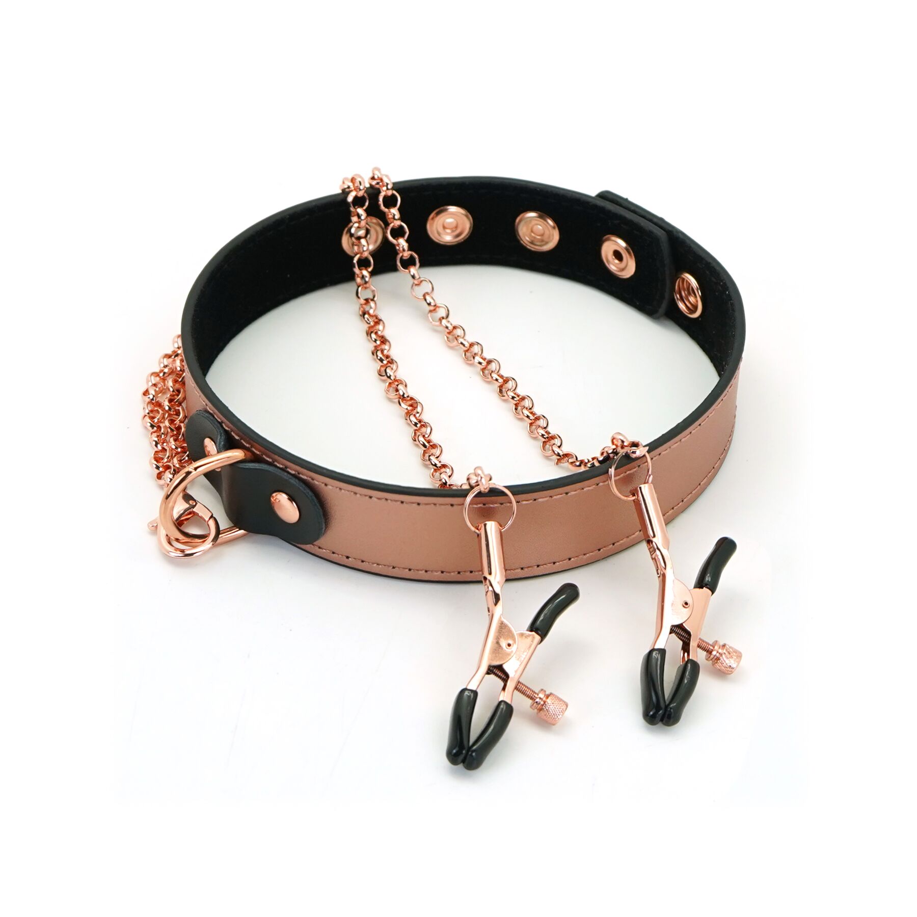 Нашийник із затискачами Liebe Seele Rose Gold, натуральна шкіра