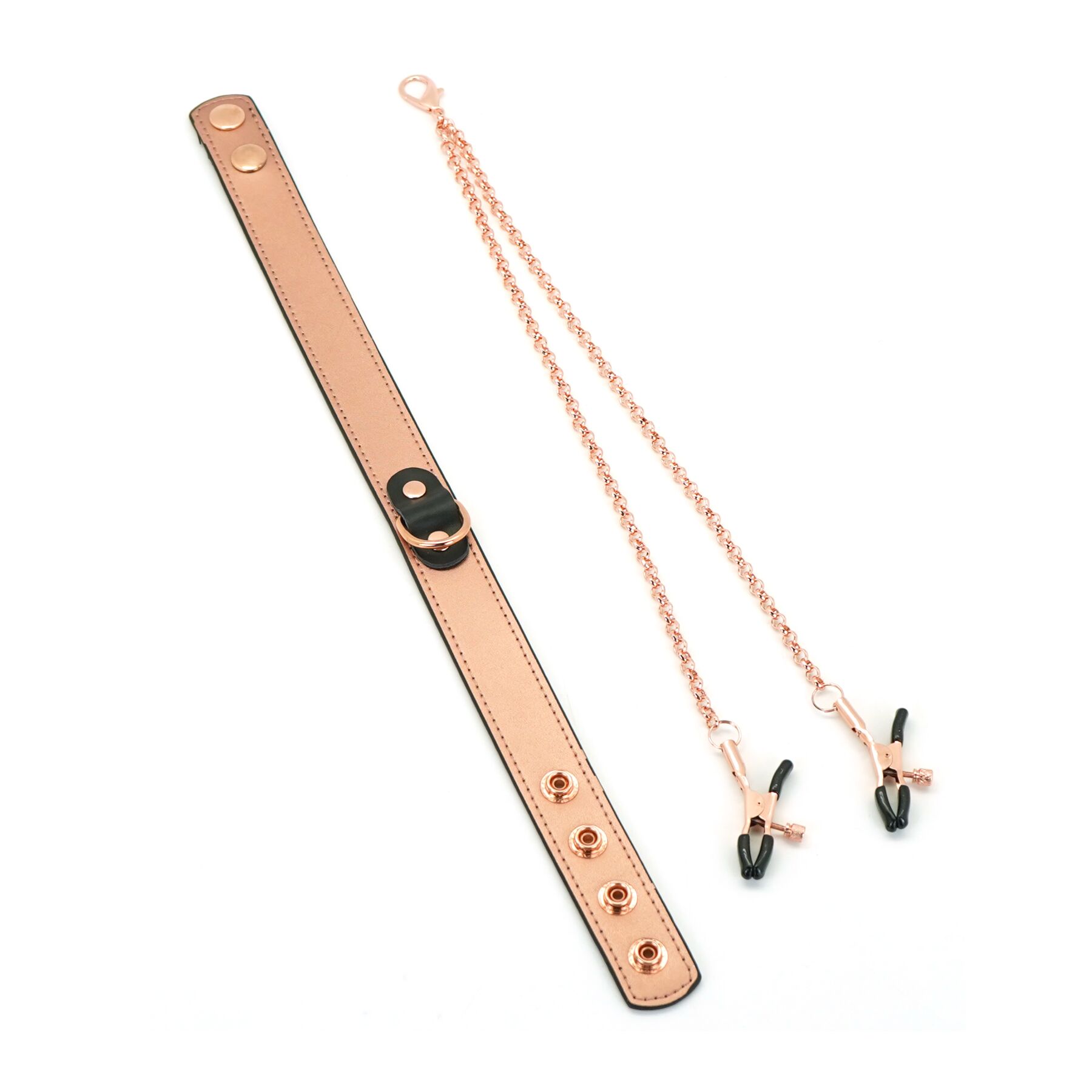 Нашийник із затискачами Liebe Seele Rose Gold, натуральна шкіра