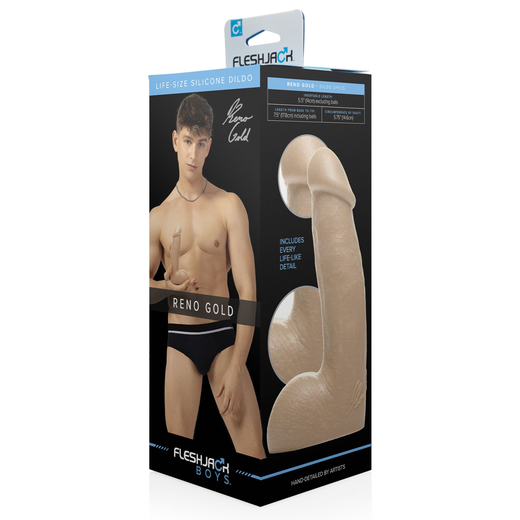 Інтимний аксесуар Fleshjack Boys: Reno Gold Dildo, силіконовий