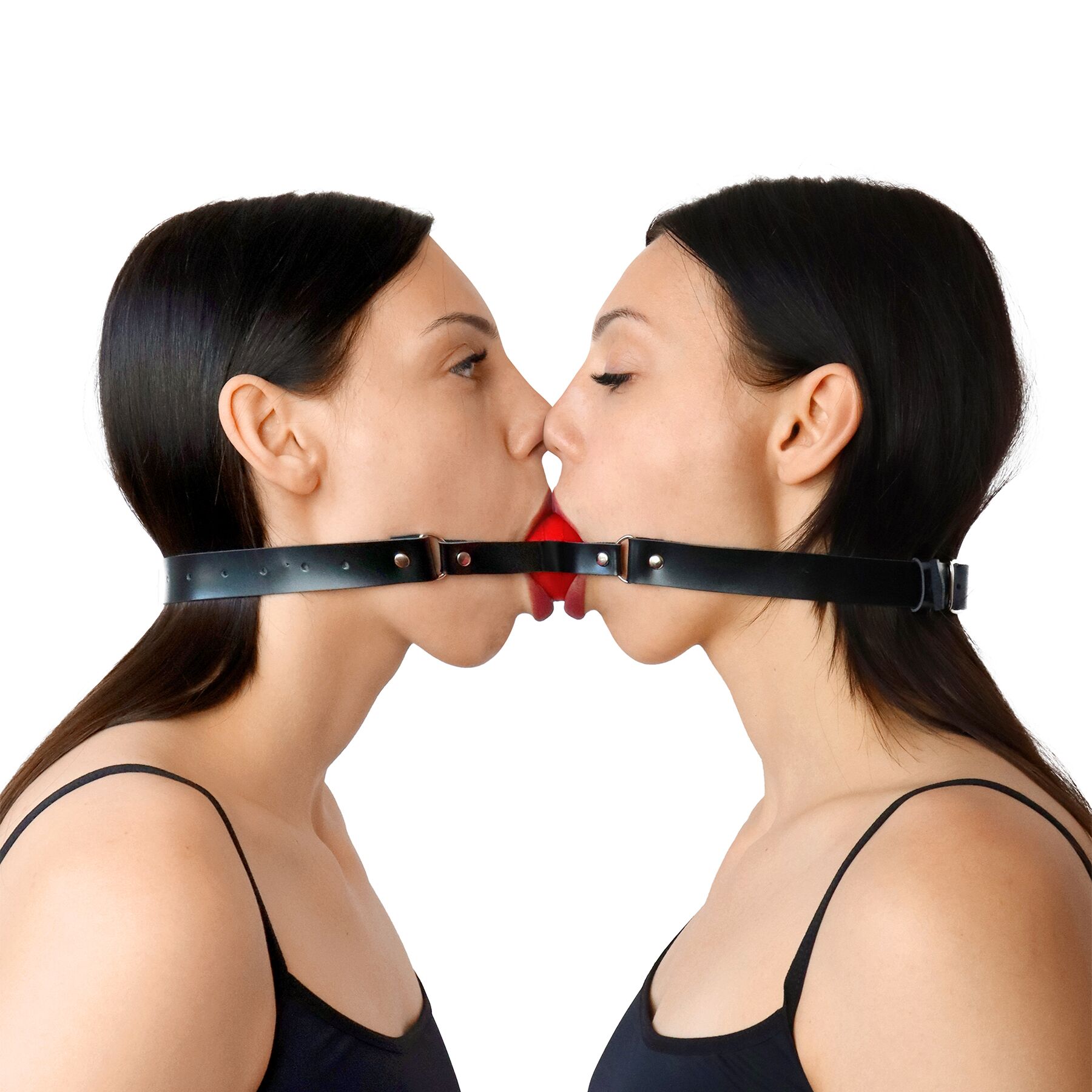 Подвійний кляп Art of Sex Twins з натуральної шкіри