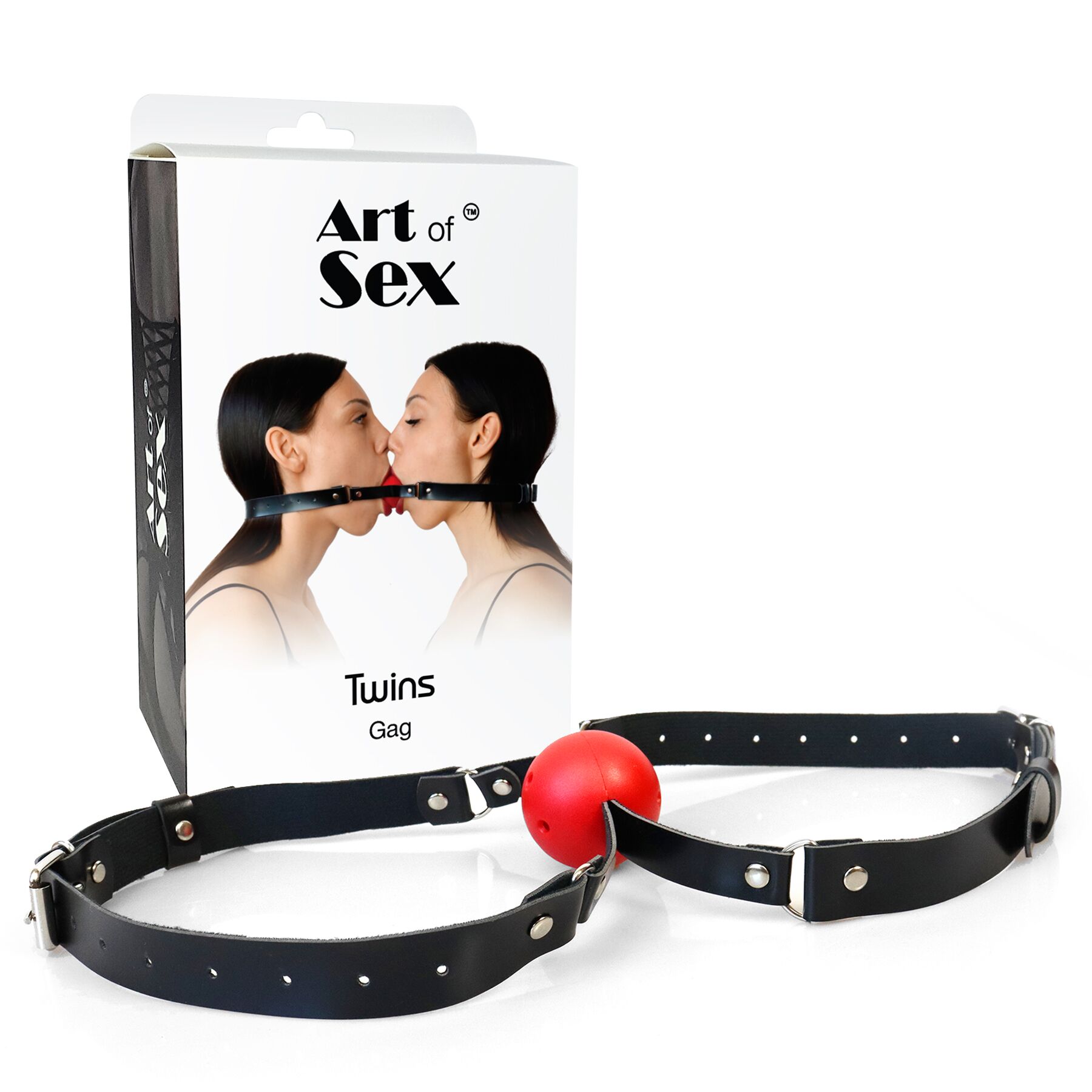 Подвійний кляп Art of Sex Twins з натуральної шкіри