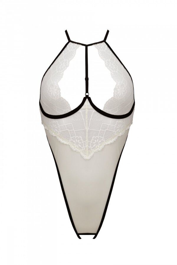 Боді Passion CHIKA BODY S/M, кремовий з чорними деталями
