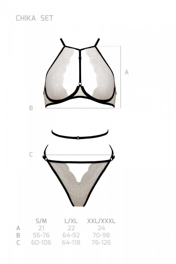 Комплект білизни Passion CHIKA SET, L/XL, кремовий