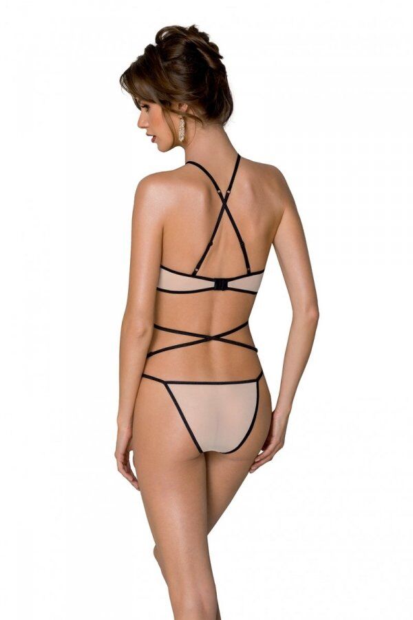 Комплект білизни Passion CHIKA SET, S/M, кремовий, топ і трусики