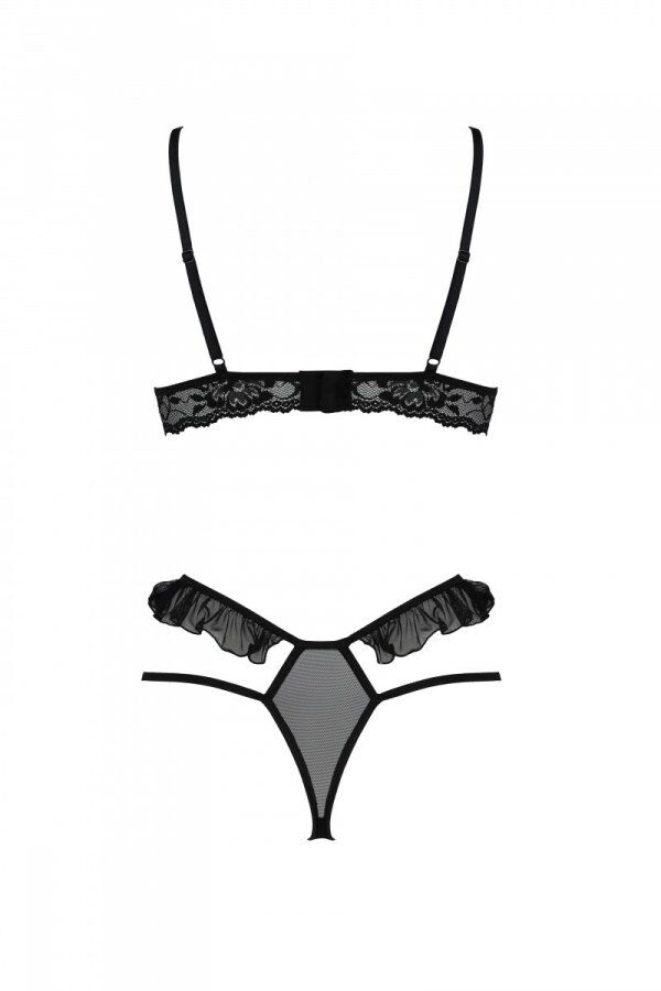 Еротичний комплект Passion DOLLY SET S/M, чорний, відкриті чашки