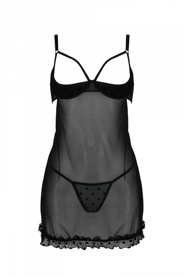 Еротичний пеньюар Passion MARINA CHEMISE, чорний, S/M