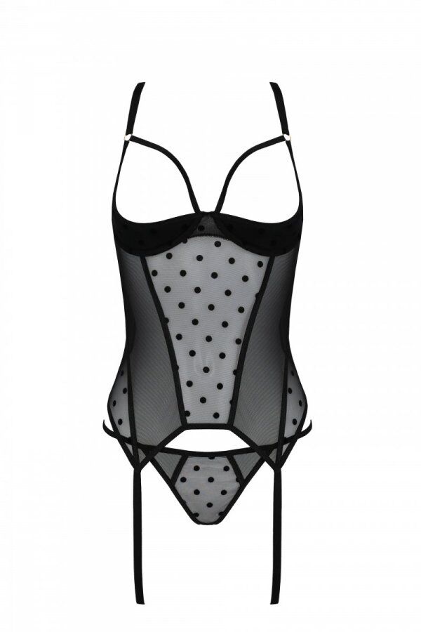 Корсет Passion MARINA CORSET з відкритими чашками, чорний, S/M