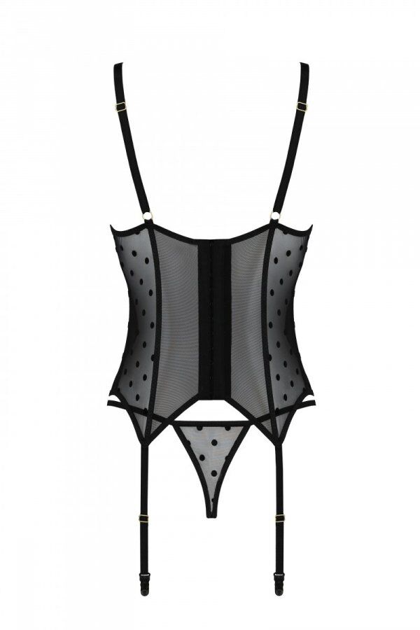 Корсет Passion MARINA CORSET, чорний, XXL/XXXL, відкриті чашки