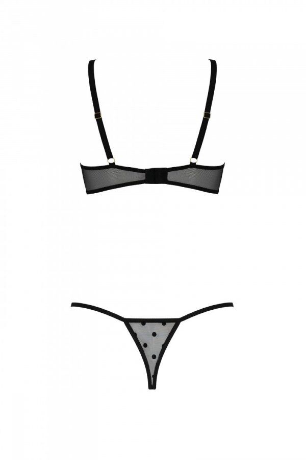 Елегантний комплект Passion MARINA SET відкритий бюстгальтер L/XL, чорний