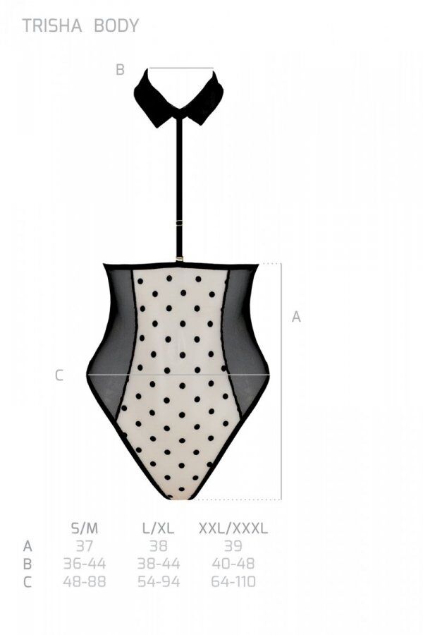 Еротичне боді Passion TRISHA BODY, L/XL, бежевий, відкриті чашки