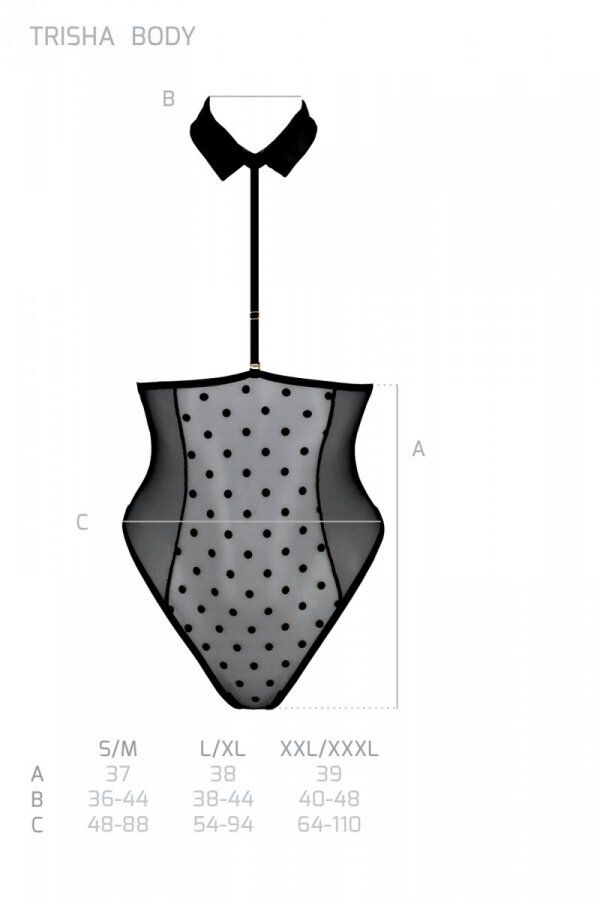 Еротичне боді Passion TRISHA BODY, чорне, XXL/XXXL