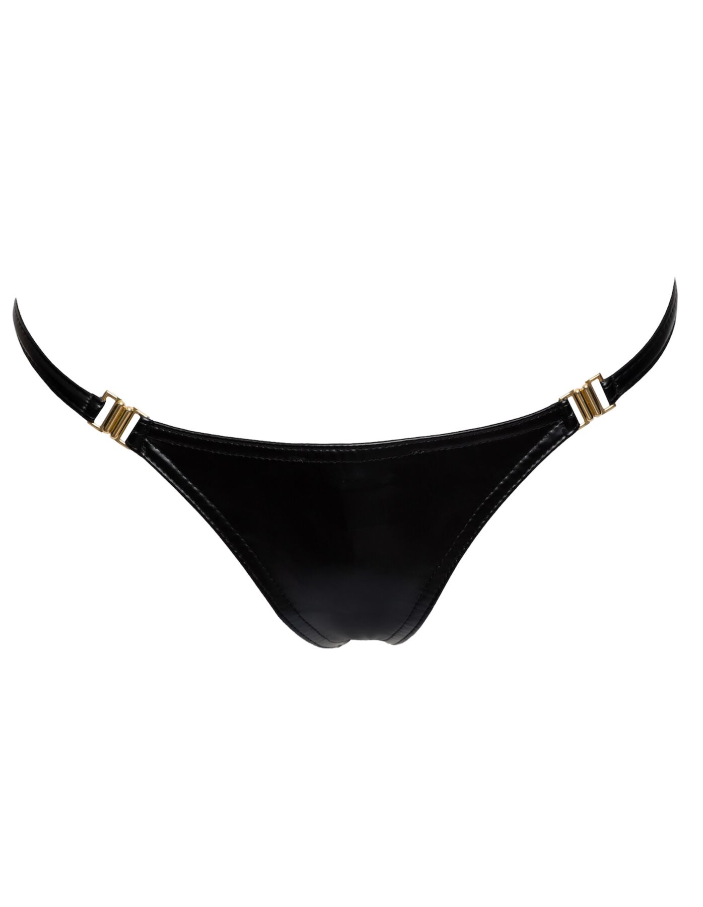 Трусики Noir Handmade P008 з мокрим ефектом та золотими застібками, S