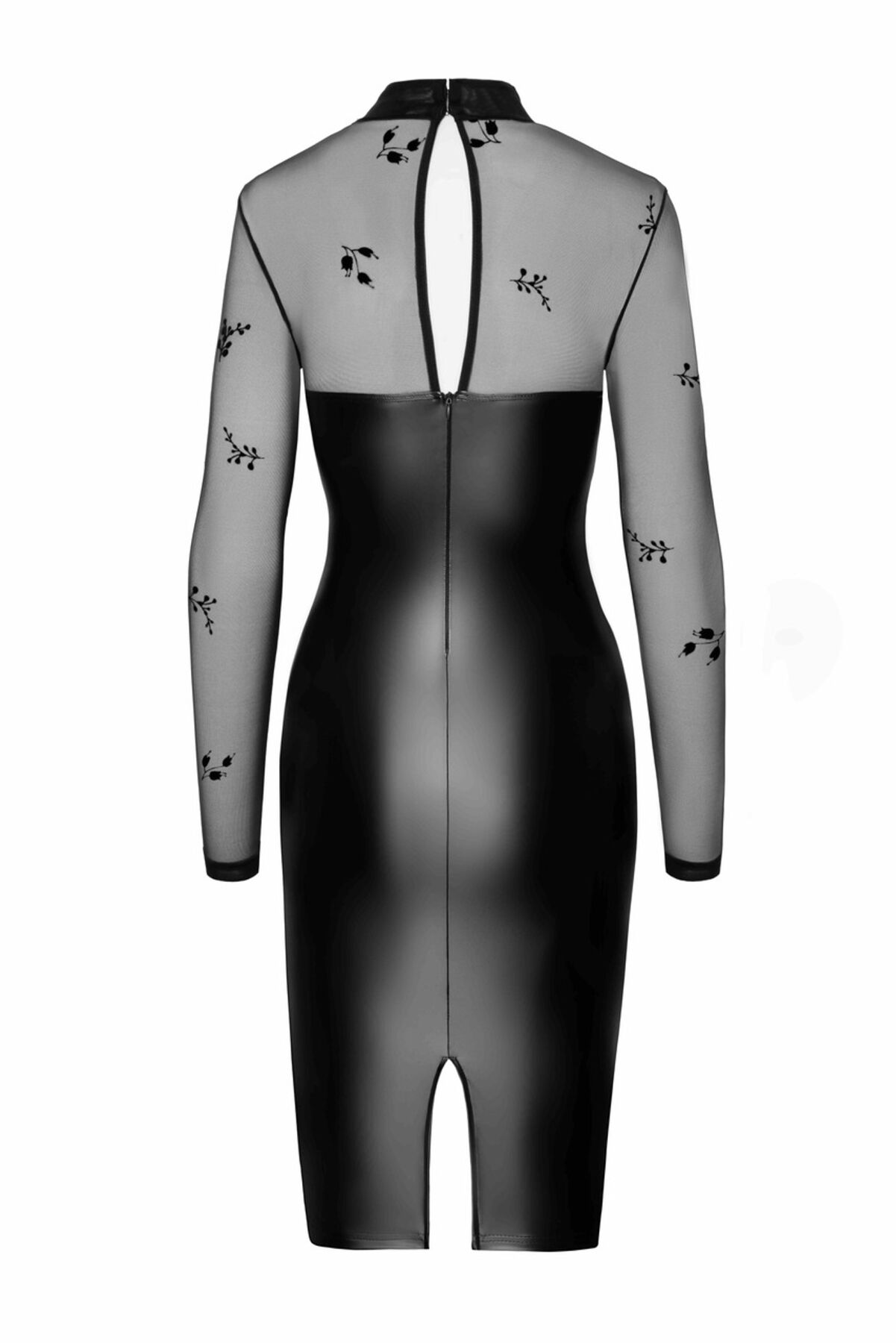 Сукня Noir Handmade F310 Sublime, S, black, міді, мокрий ефект, верх — сітка, довгий рукав