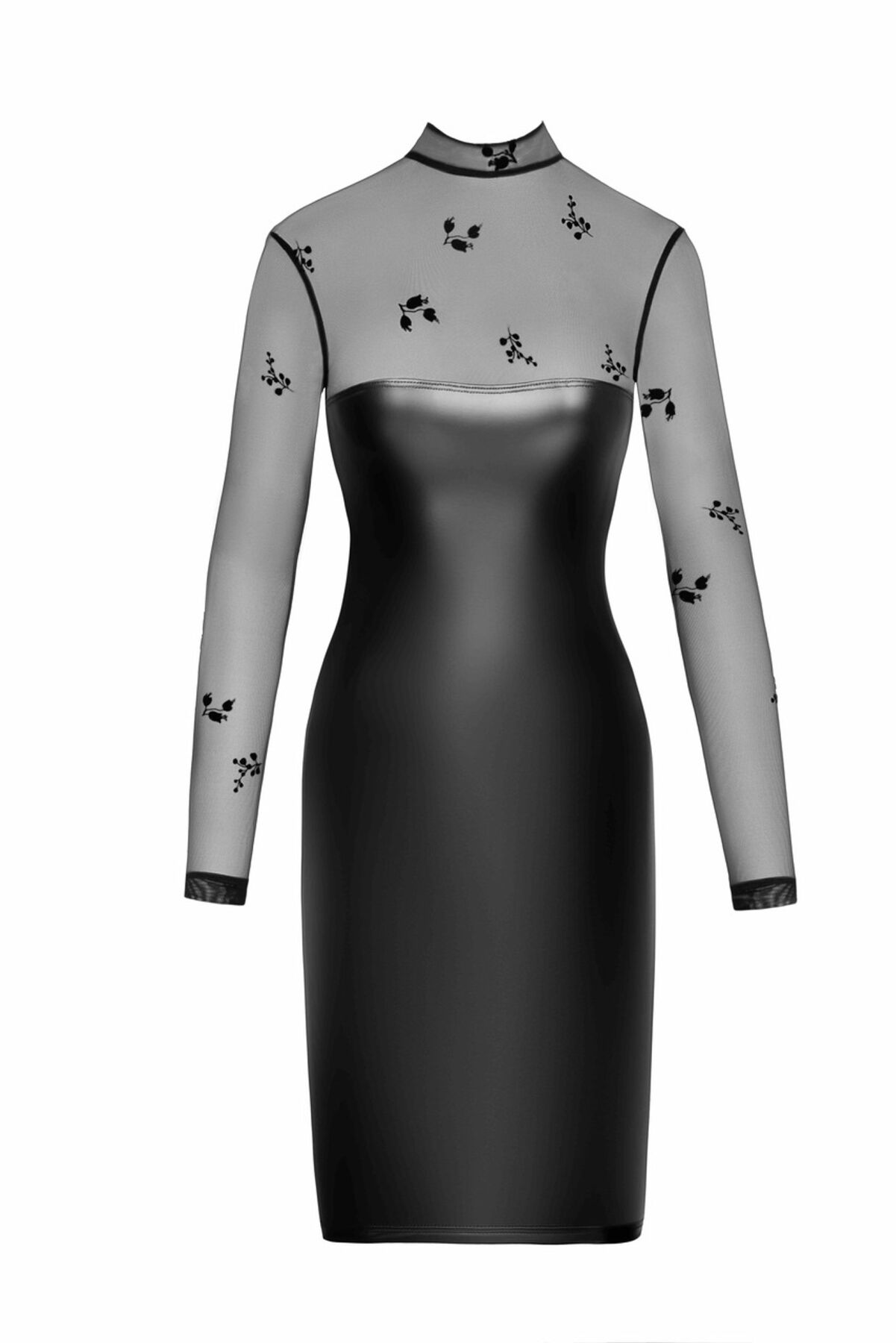 Сукня Noir Handmade F310 Sublime, S, black, міді, мокрий ефект, верх — сітка, довгий рукав