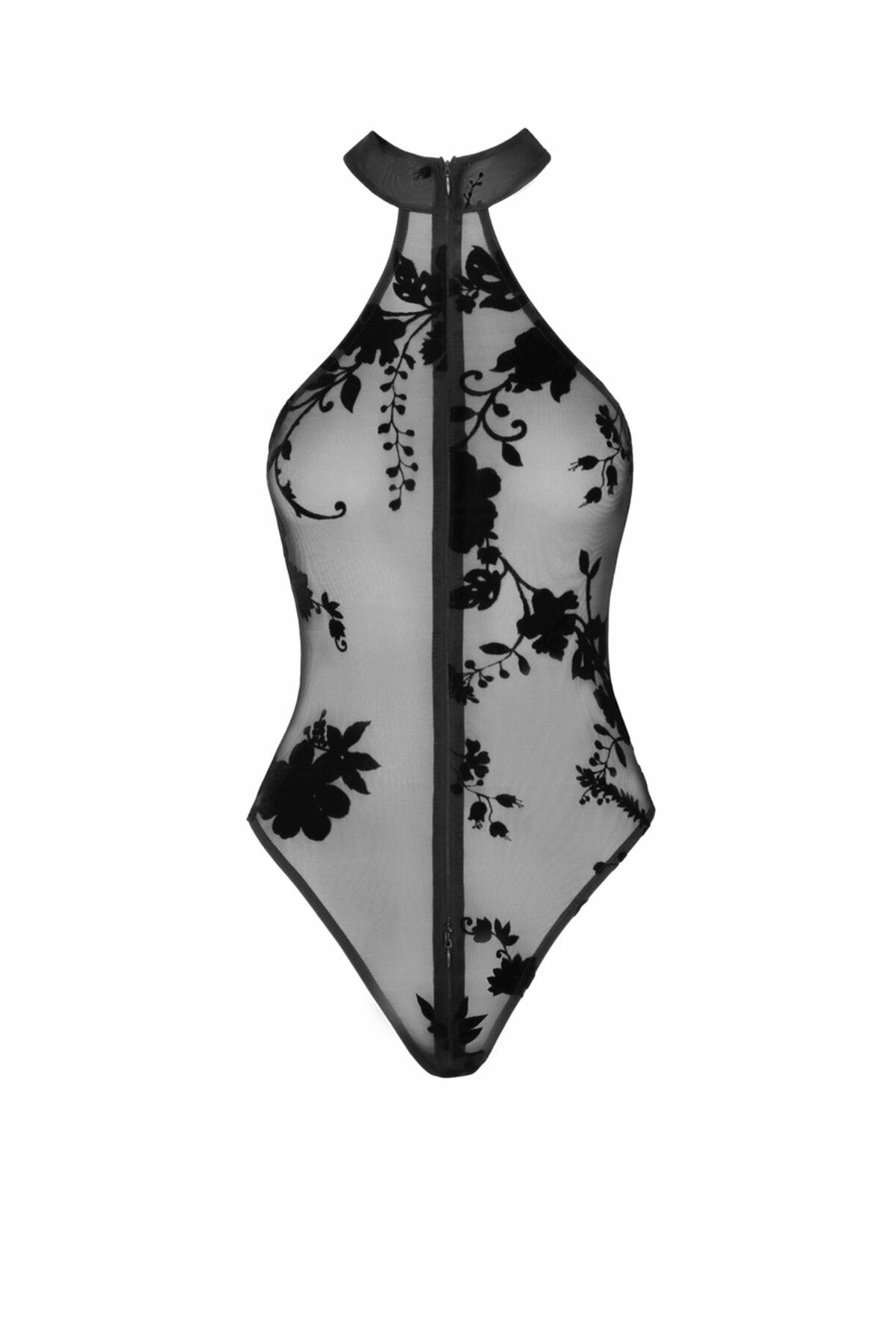 Боді Noir Handmade F314 Ego, L, чорне, сітка, халтер, блискавка