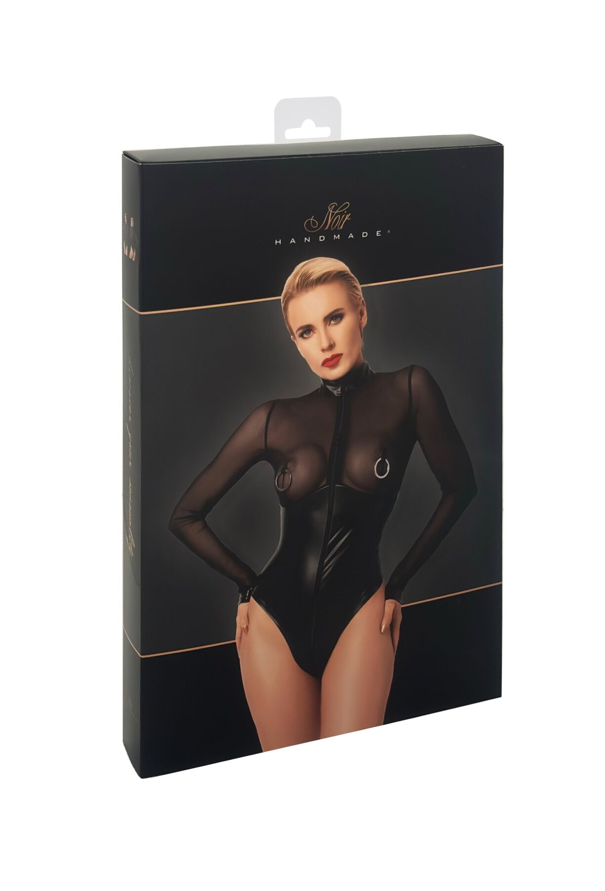 Боді Noir Handmade F321 Edge з сіткою та латексом, S