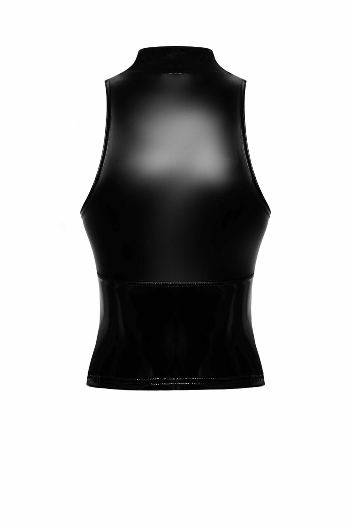 Топ Noir Handmade F324 Glam, XL, чорний, халтер, вінілові вставки