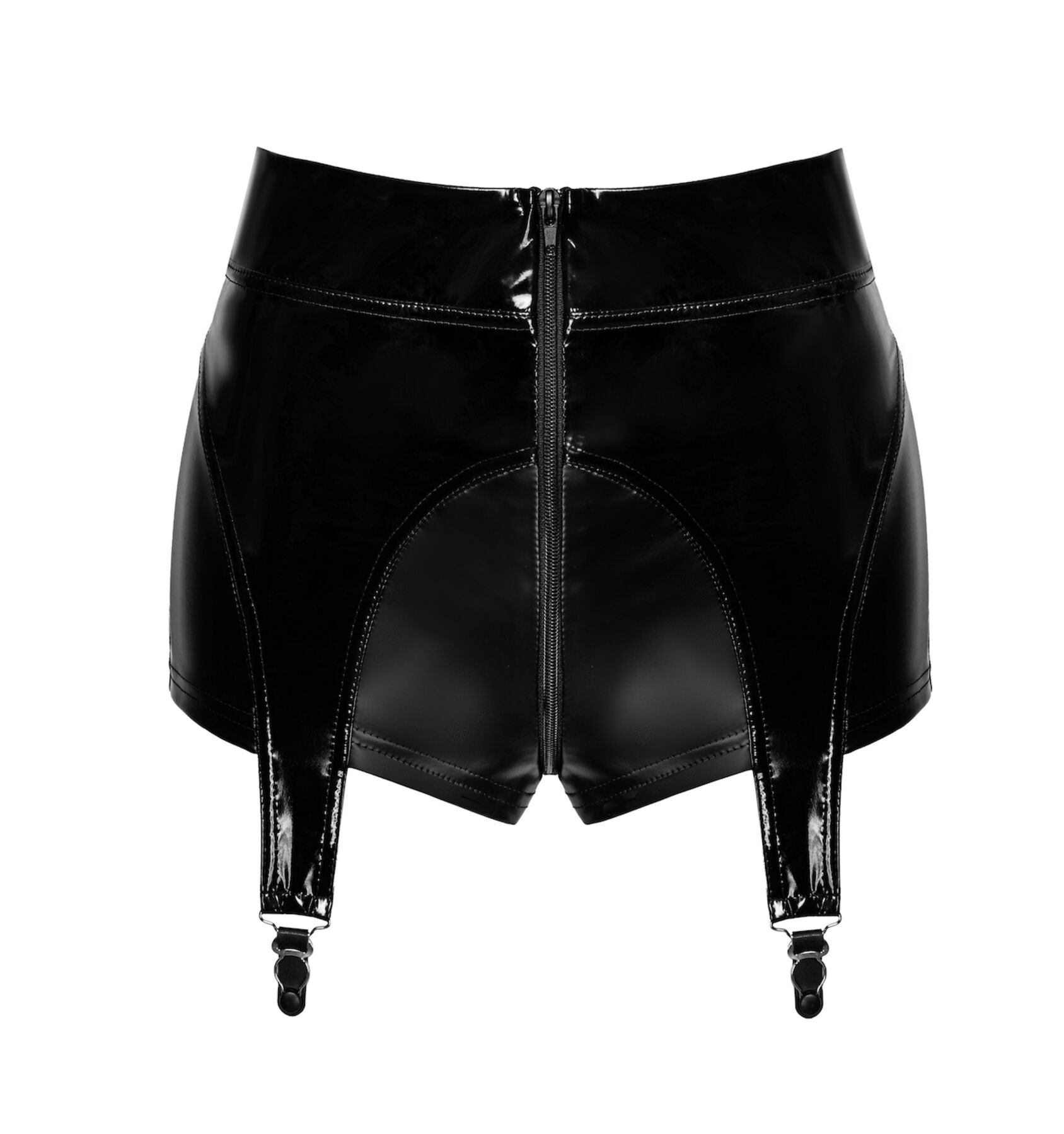 Шортики Noir Handmade F325 Glam, XL, black, вініл, висока талія, кріплення для панчіх, з доступом