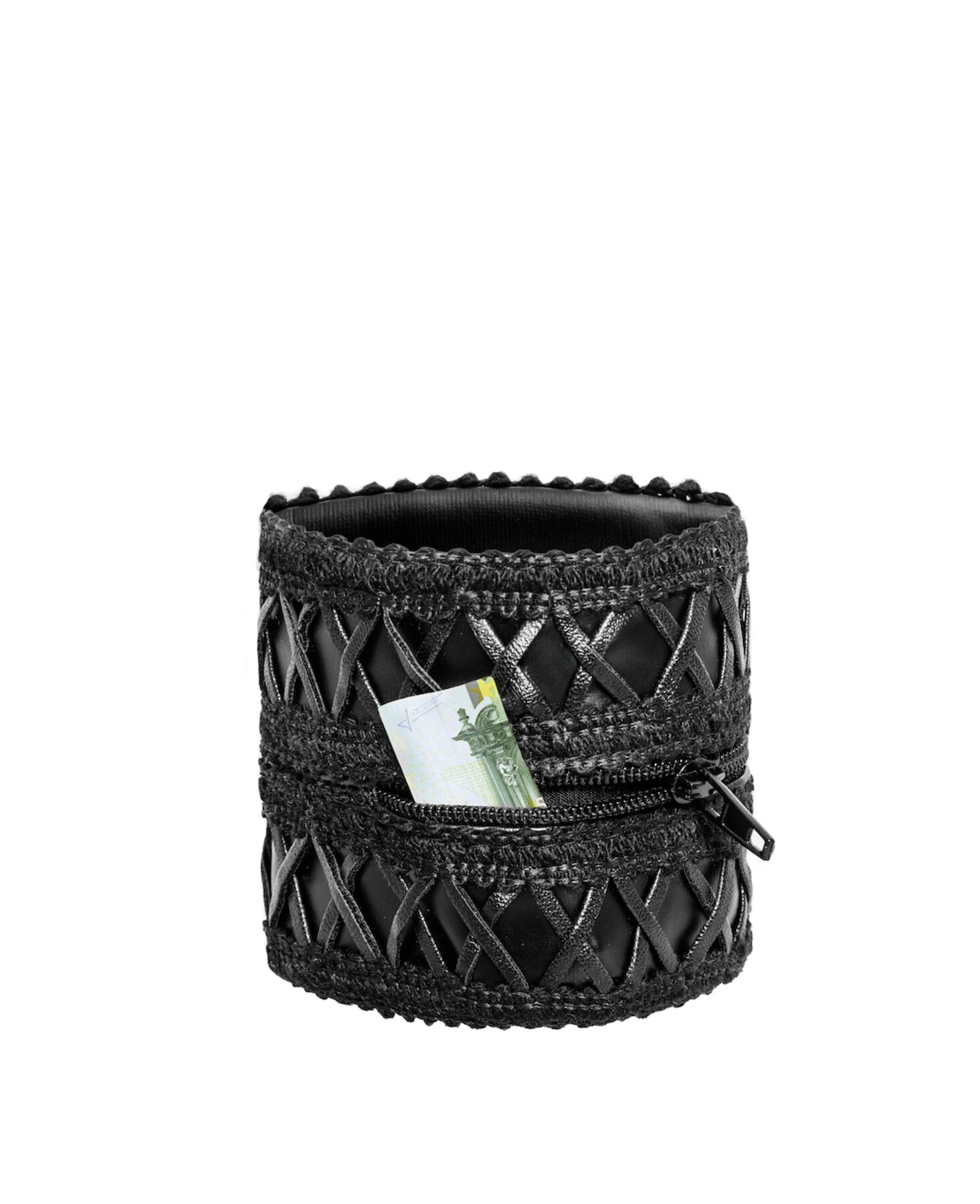 Жіночий гаманець-браслет Noir Handmade F326, чорний, рельєфний