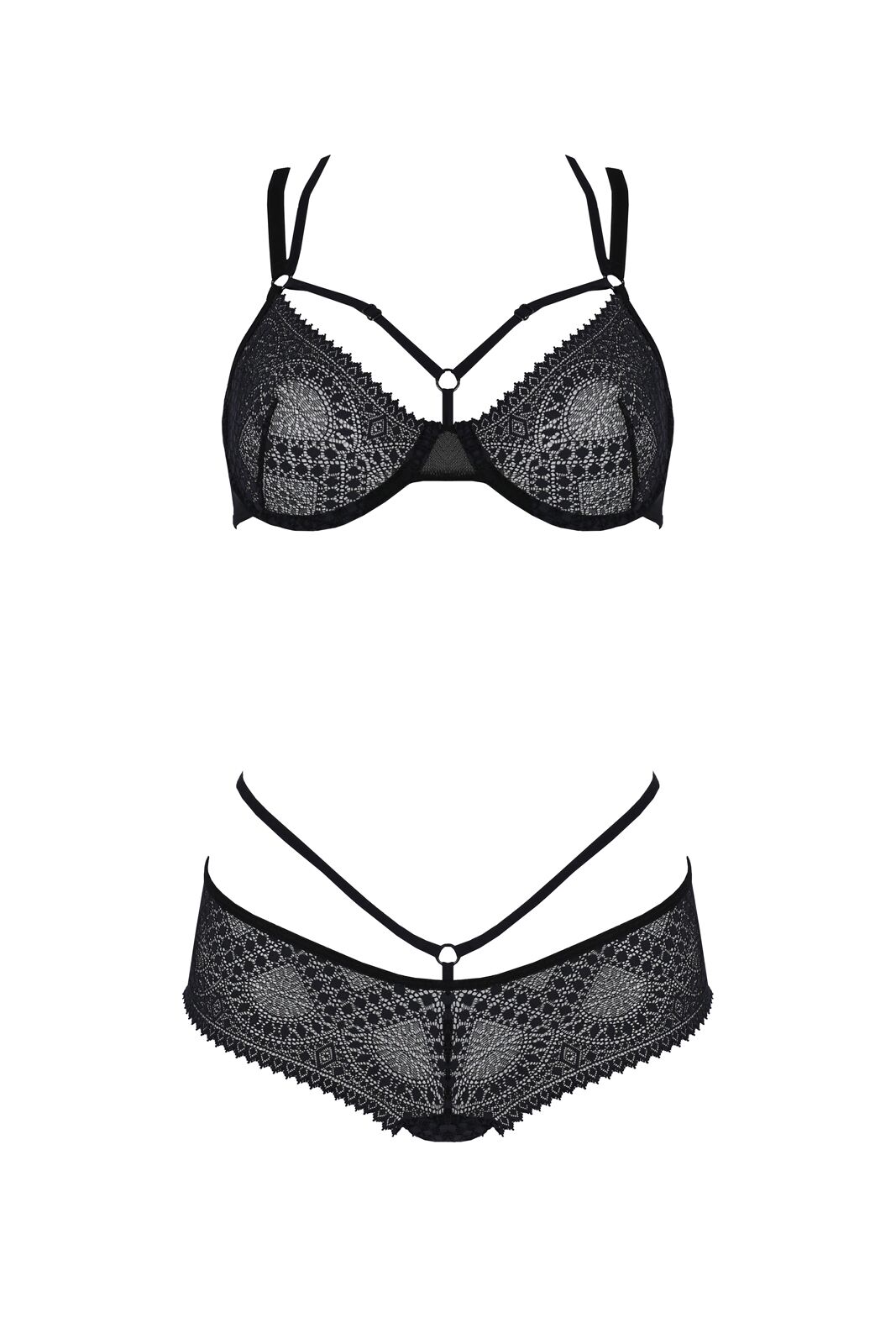 Чорний комплект Passion DROSERA BIKINI S/M з мережива