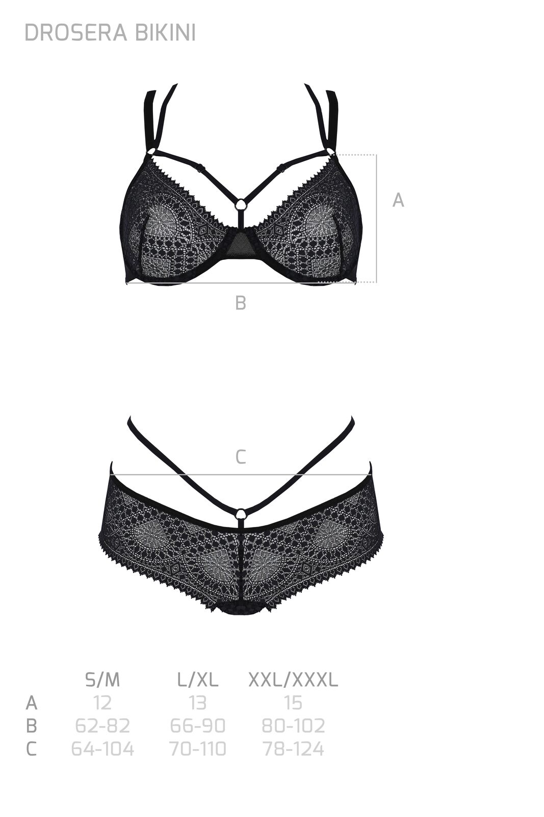Комплект Passion DROSERA BIKINI чорний XXL/XXXL