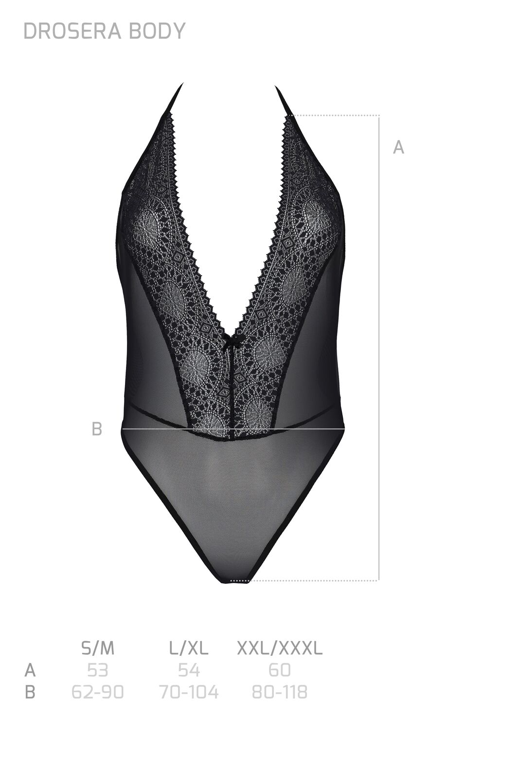 Боді Passion DROSERA BODY чорне, S/M, елегантний дизайн