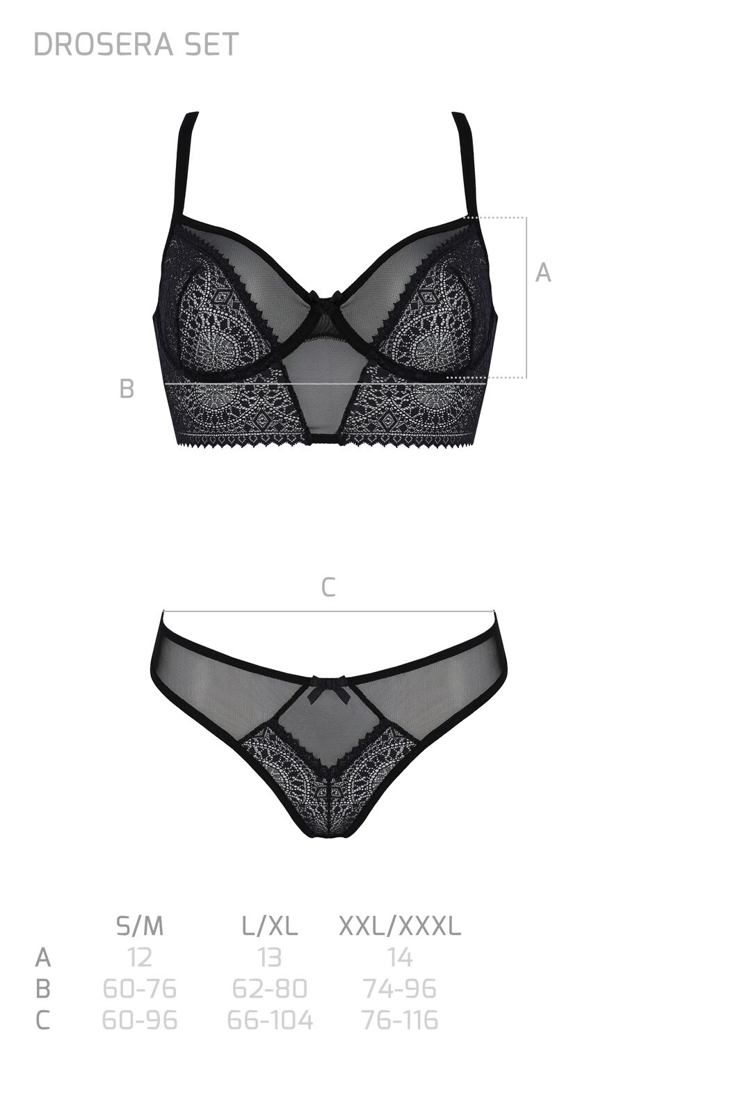 Елегантний комплект Passion DROSERA SET XXL/XXXL чорний