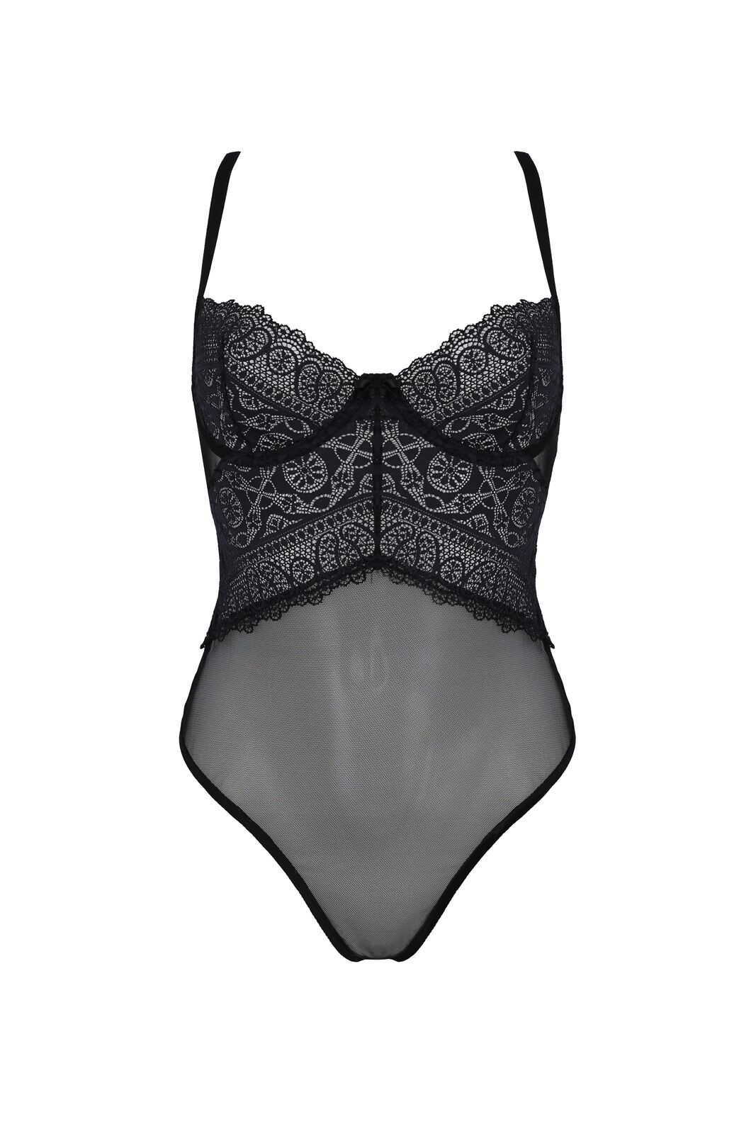 Боді Passion KERRIA BODY чорне, S/M, мереживний дизайн