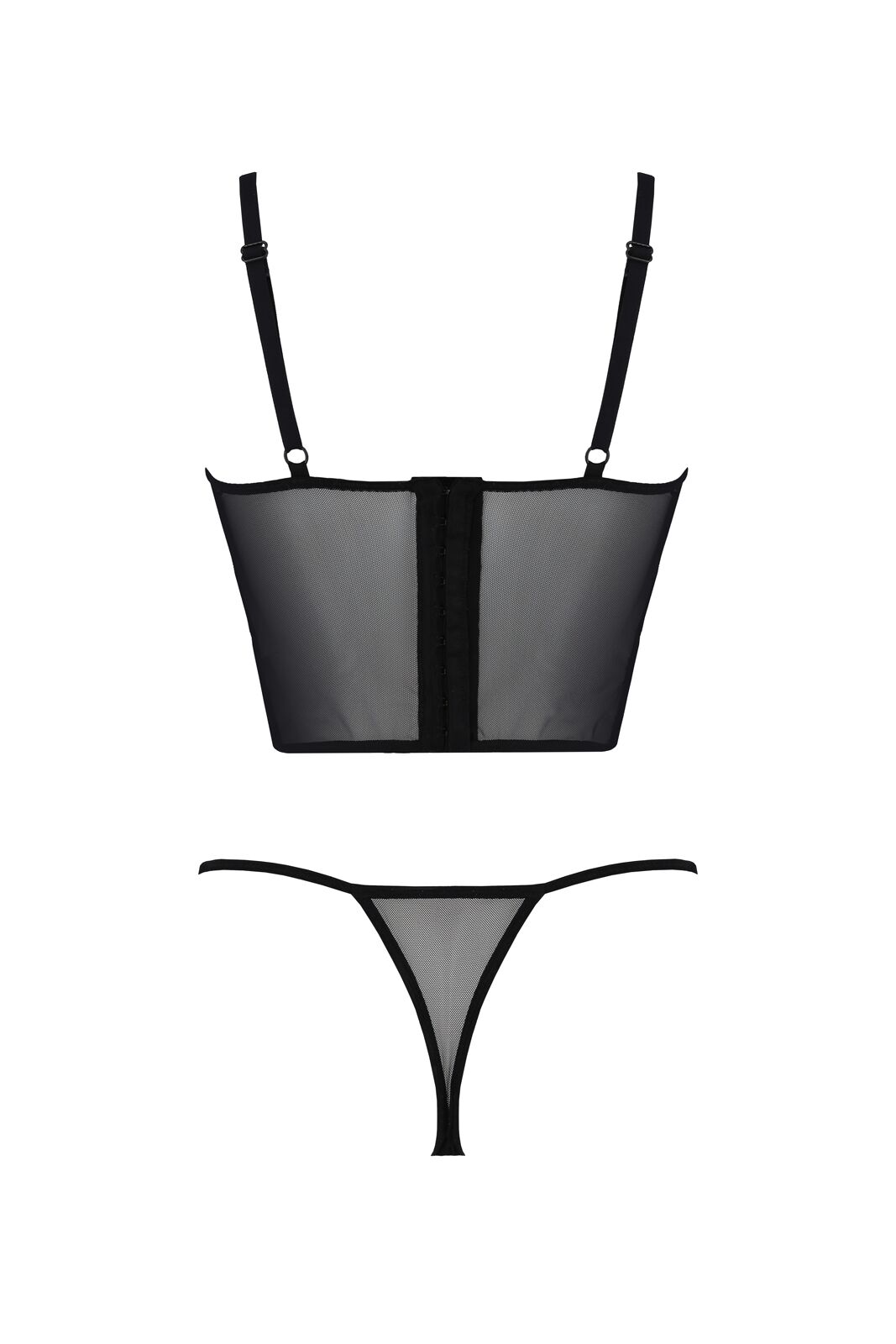 Комплект білизни Passion KERRIA SET, чорний, L/XL, сітка+мереживо