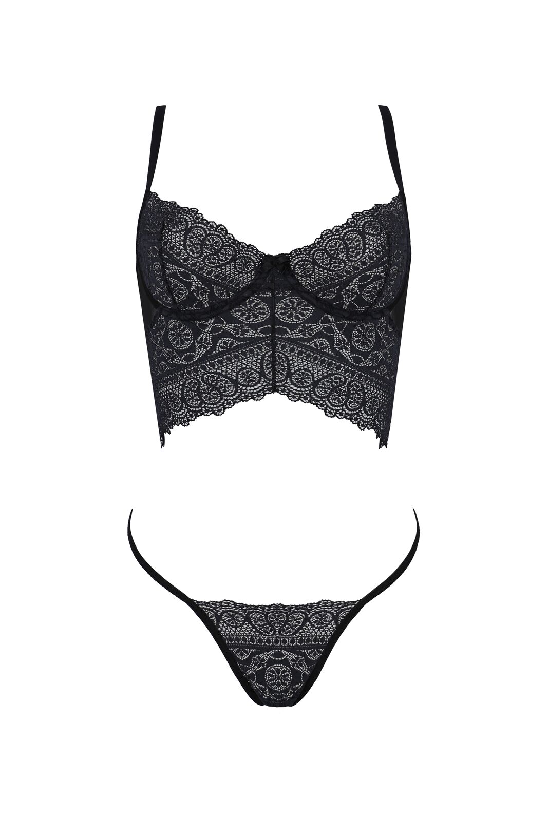 Комплект Passion KERRIA SET чорний, S/M, сітка та мереживо