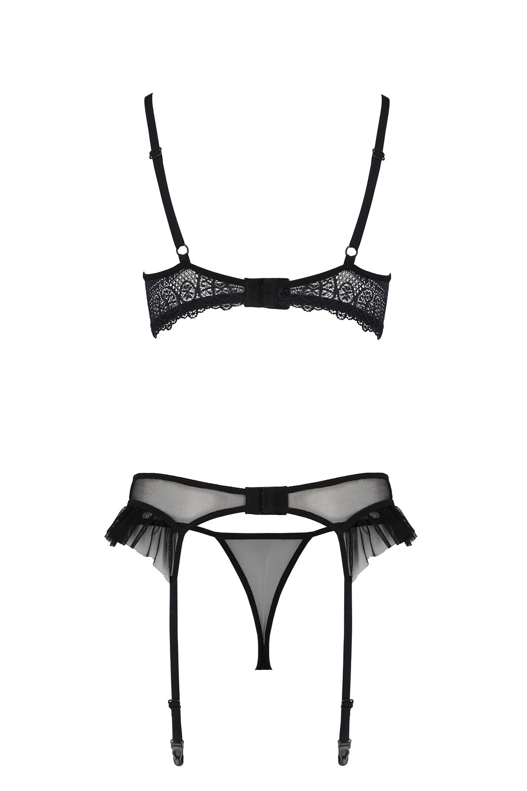 Комплект Passion KERRIA SET WITH OPEN BRA, чорний, S/M