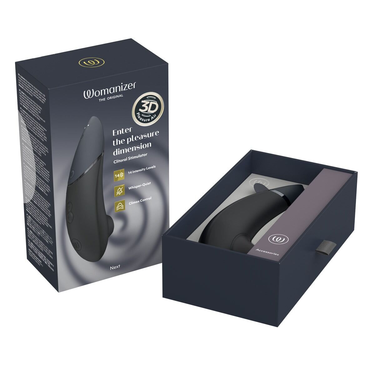 Вакуумний кліторальний стимулятор Womanizer Next Black, 14 рівнів