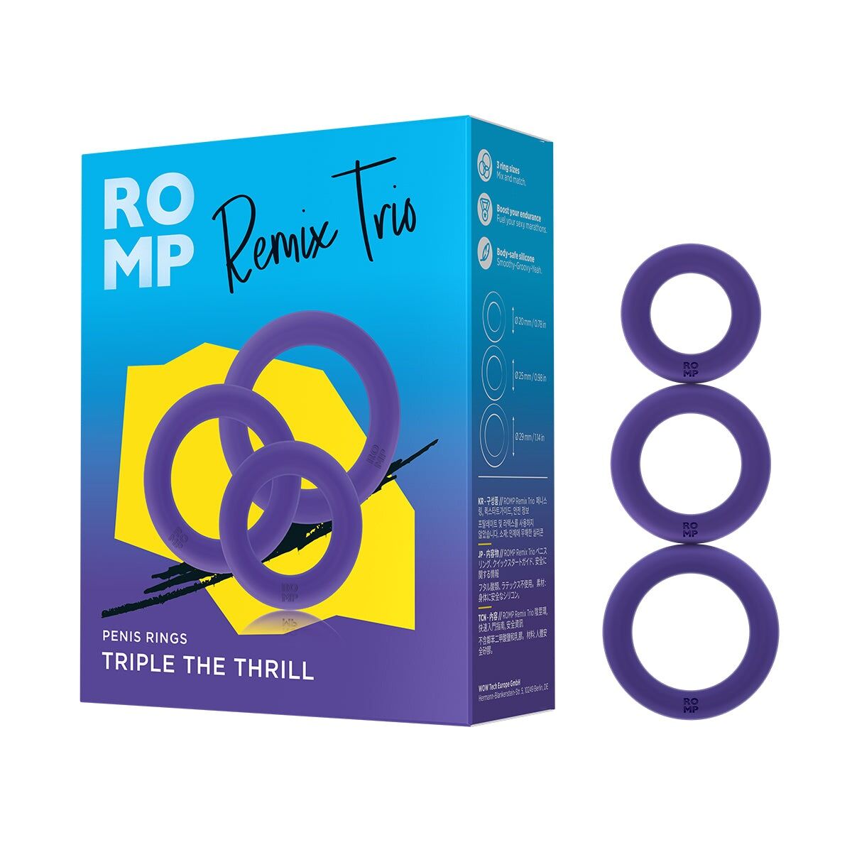 Набір еластичних ерекційних кілець Romp Remix Trio, 3 розміри