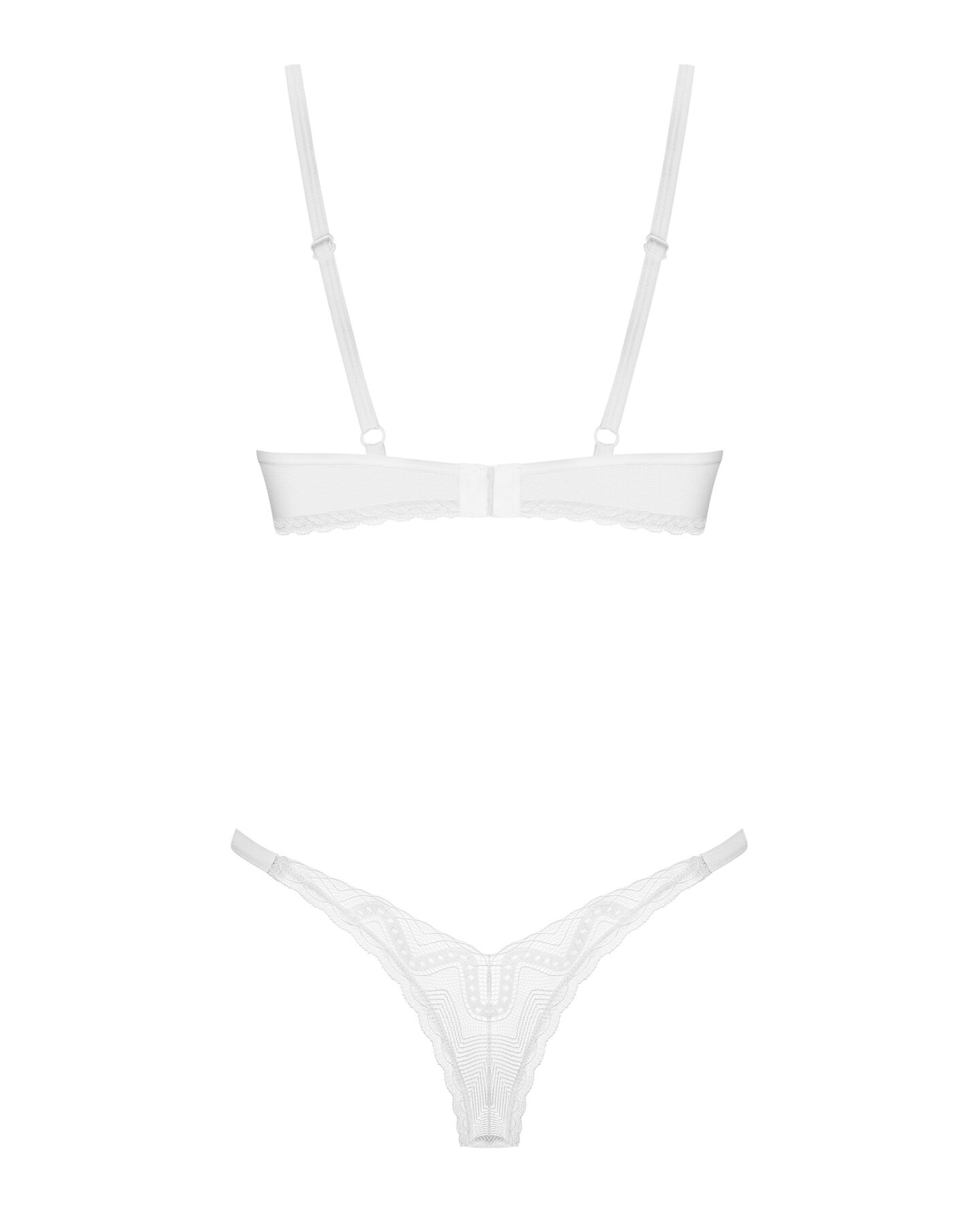Комплект Obsessive Alissium 2-pcs set M/L, білий мереживний ліф і танга