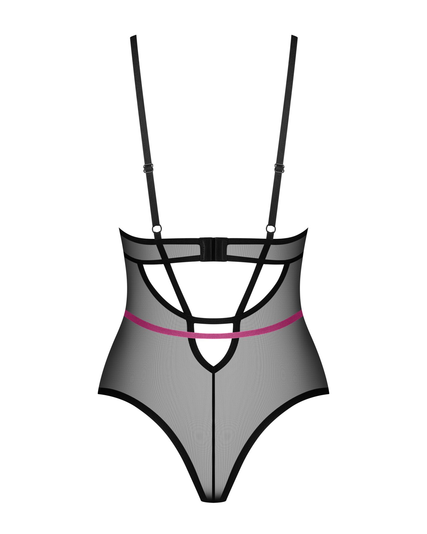 Боді Obsessive Novenes teddy, XS/S, прозоре, чашки на кісточках