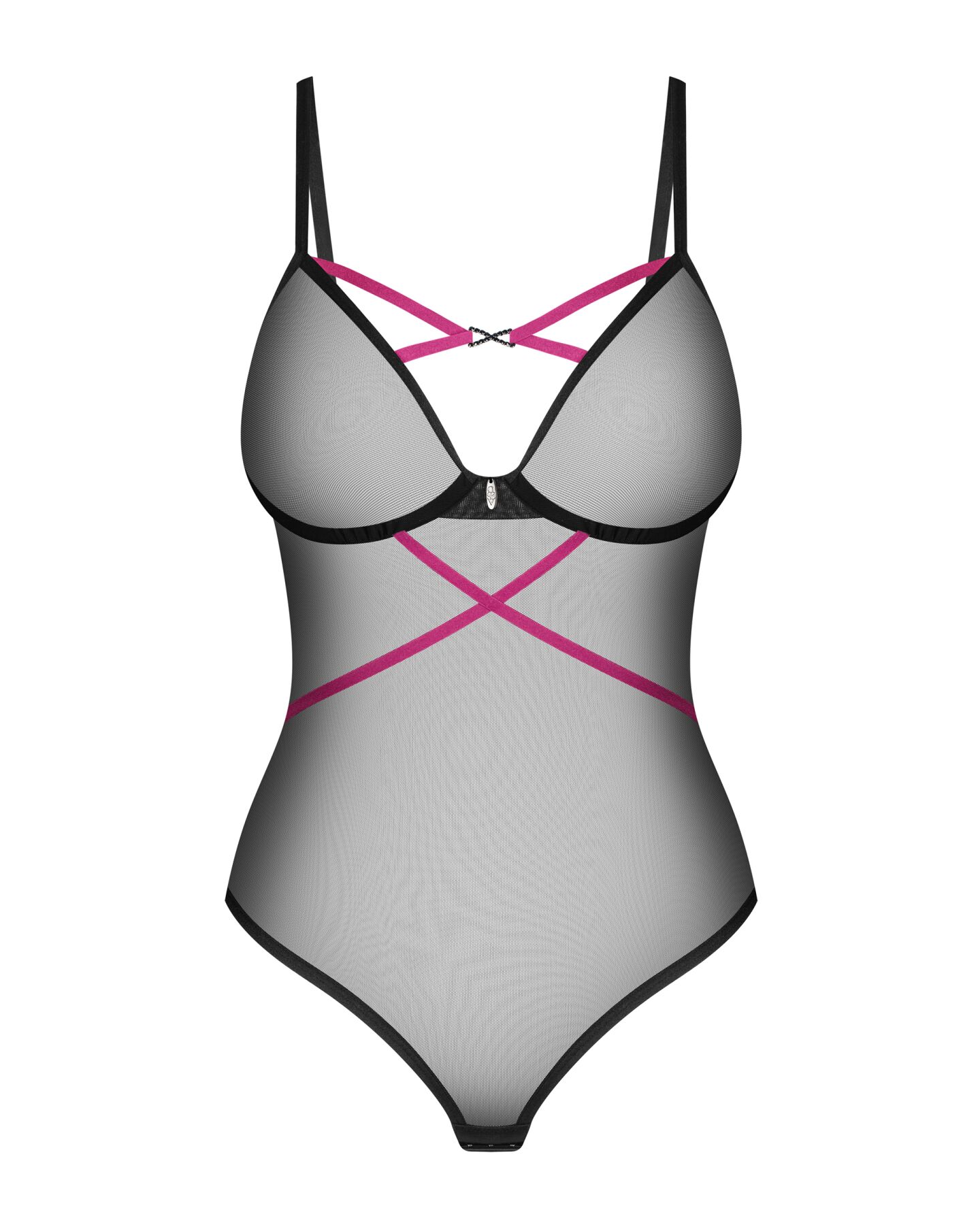 Боді Obsessive Novenes teddy, XS/S, прозоре, чашки на кісточках