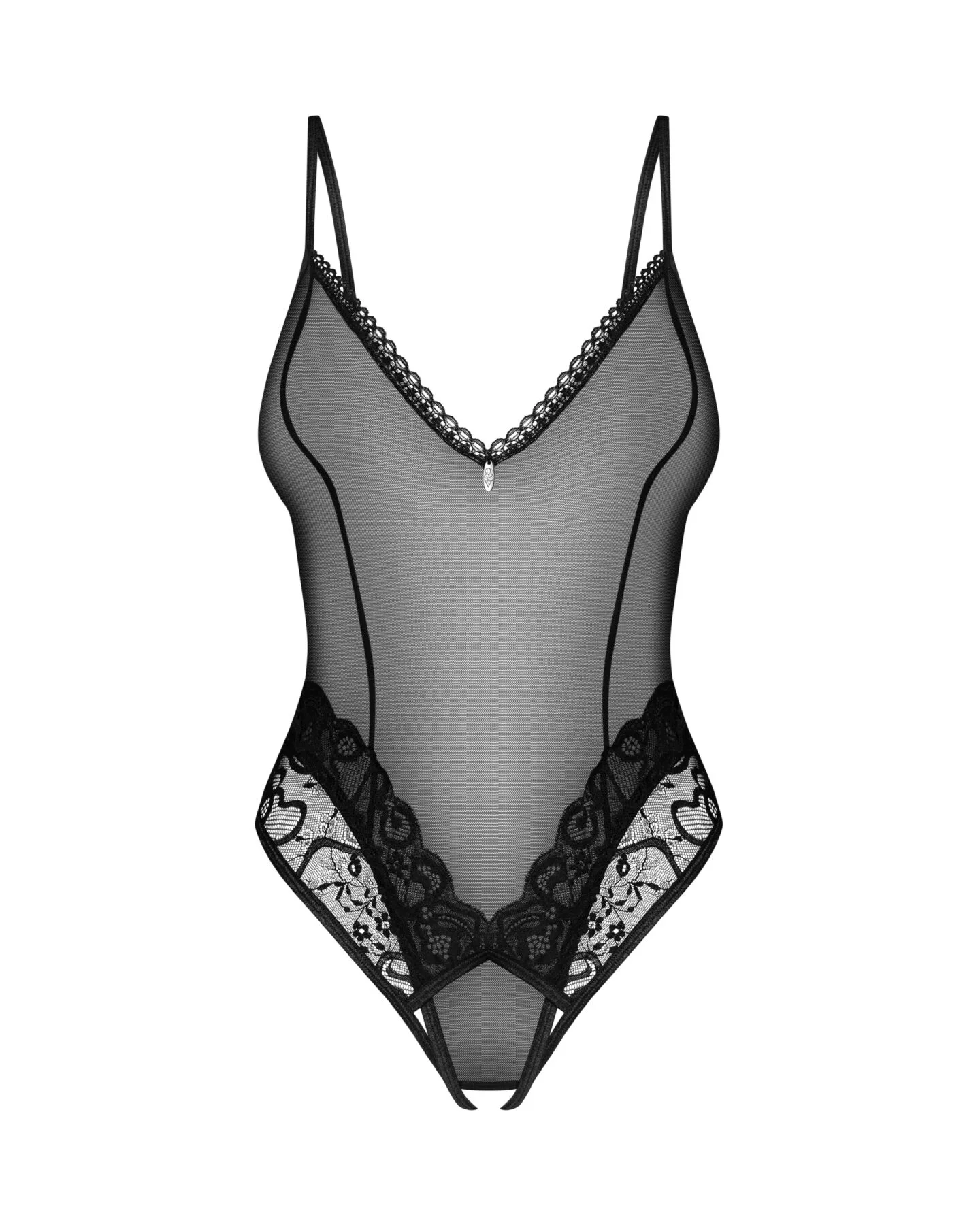 Тедді з доступом Obsessive Blomentis crotchless teddy, XS/S, прозоре, відкрита спина, низ-стрінги - Зображення 3