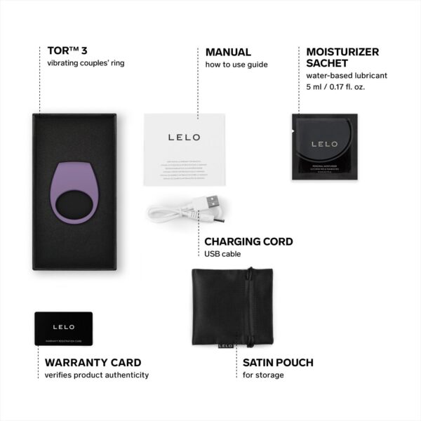 Ерекційне кільце з вібрацією LELO Tor 3 Violet Dusk, керування зі смартфона - Зображення 4