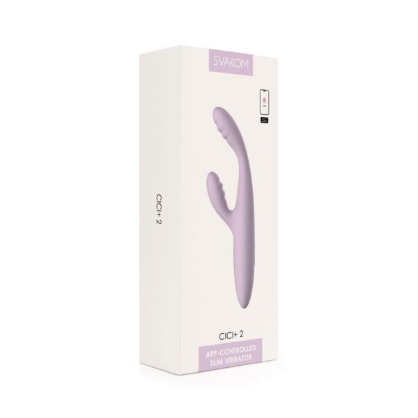 Тонкий кролик-вібратор Svakom Cici+ 2 Lilac, керування зі смартфона, підігрів до 38 °C - Зображення 11