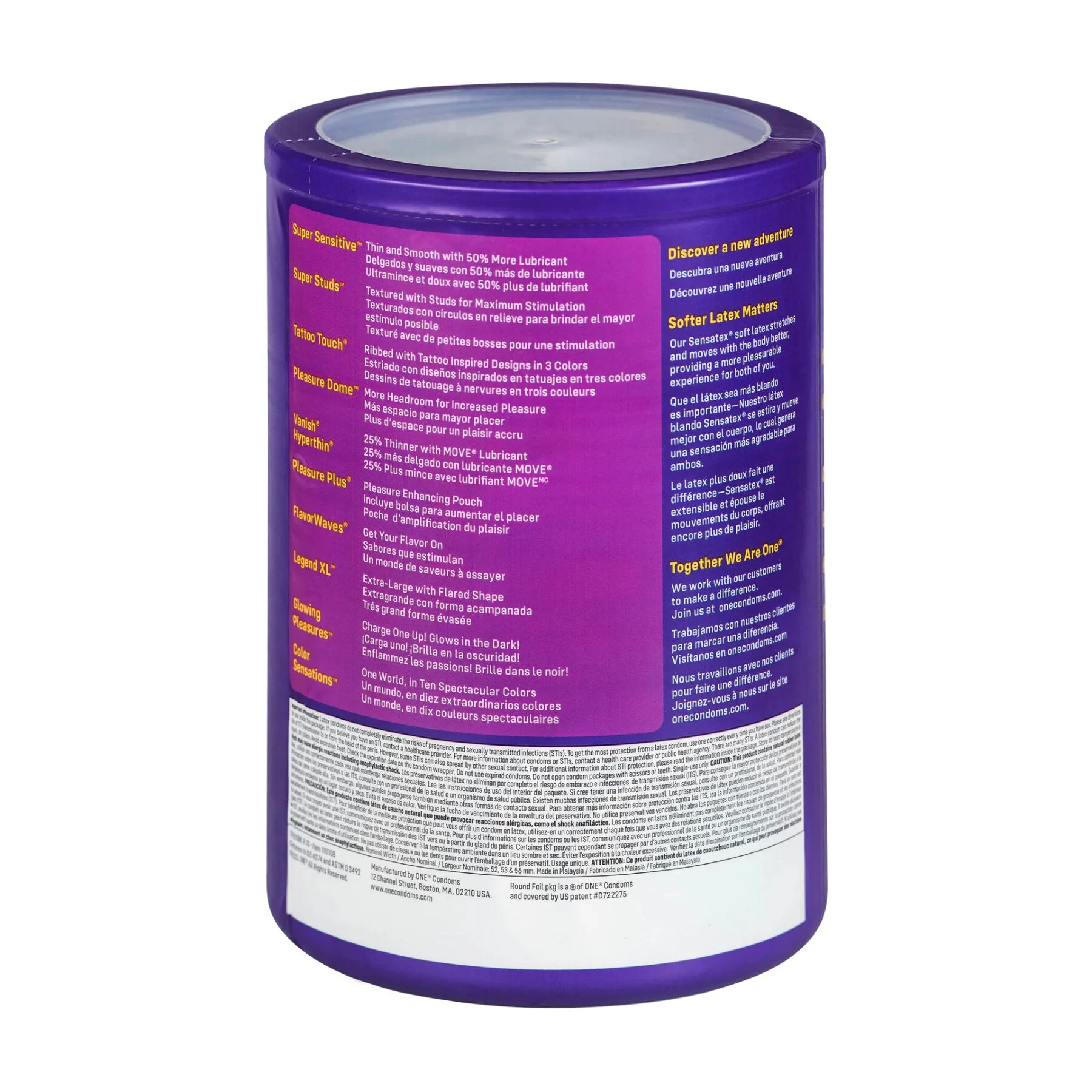 Набір презервативів ONE Mixed Pleasures, 100 шт, 10 видів, паковання-тубус - Зображення 3