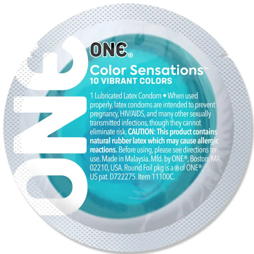 Презерватив ONE Color Sensations Catch the perfect ONE, 1 шт, бірюзовий, гладенький, зі змазкою