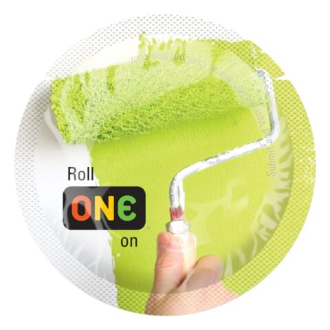 Презерватив ONE Color Sensations Roll ONE on, 1 шт, салатовий, гладенький, зі змазкою