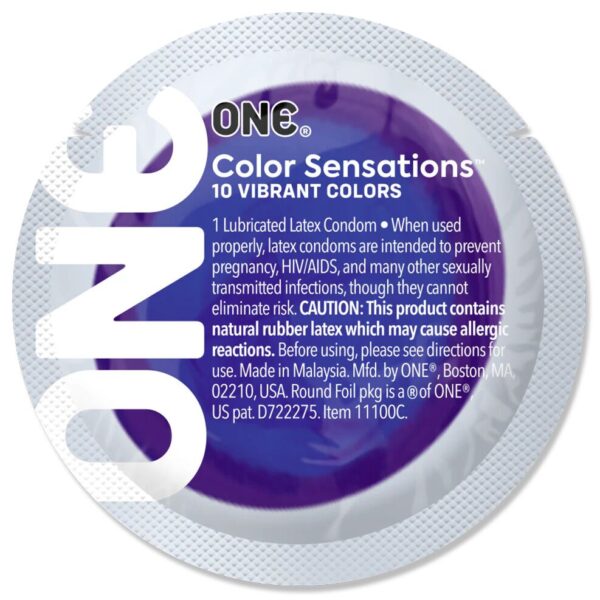 Презерватив ONE Color Sensations Struck by ONE, 1 шт, лавандово-бузковий, гладенький, зі змазкою - Зображення 2