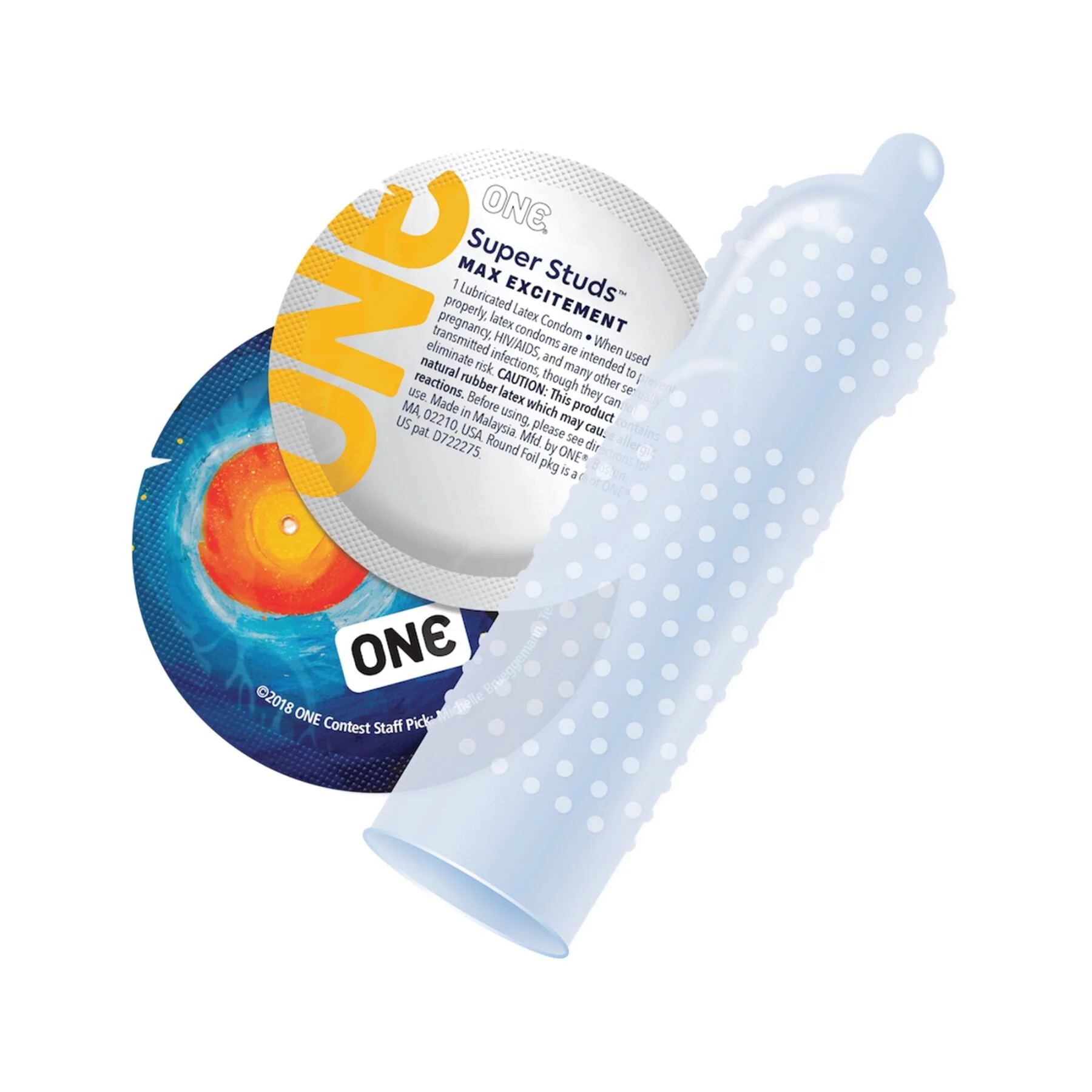 Презерватив ONE Super Studs, 1 шт, з точковим рельєфом, зі змазкою - Зображення 2