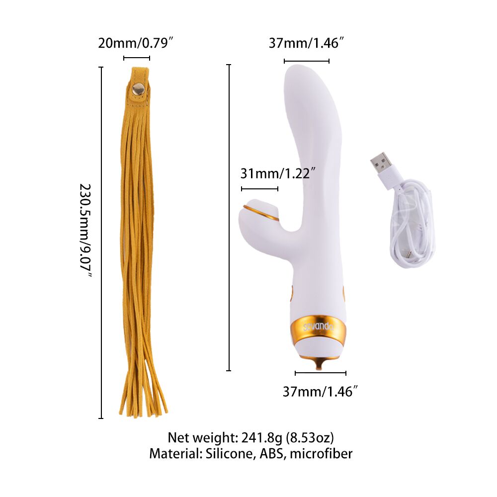 Вібратор-кролик з пульсацією та флогером LOCKINK SEVANDA Whip Vibrating Massage Wand, біло-золотий - Зображення 7