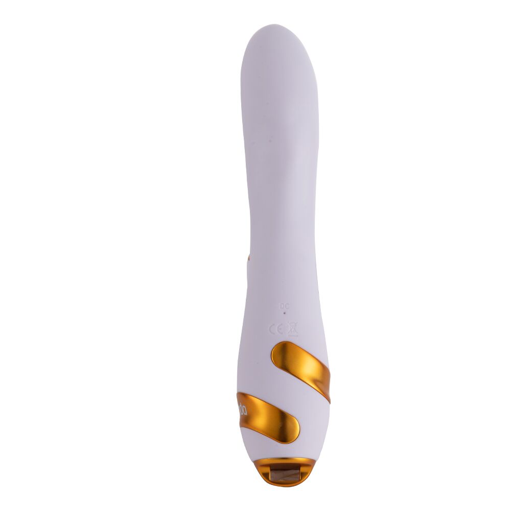 Вібратор-кролик з пульсацією та флогером LOCKINK SEVANDA Whip Vibrating Massage Wand, біло-золотий - Зображення 3