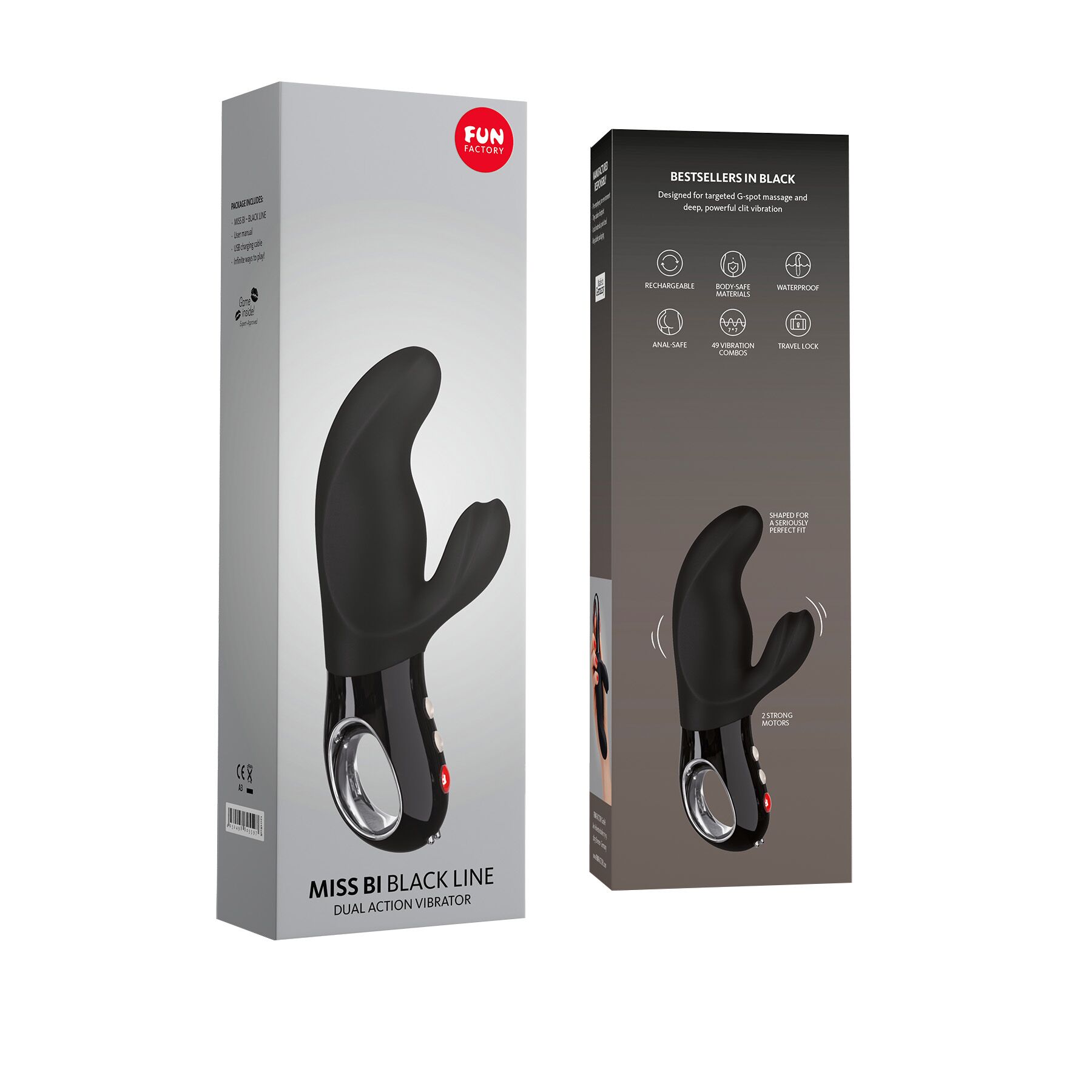 Вібратор-кролик Fun Factory MISS BI black, 2 незалежні мотори, діаметр 4,2 см - Зображення 7