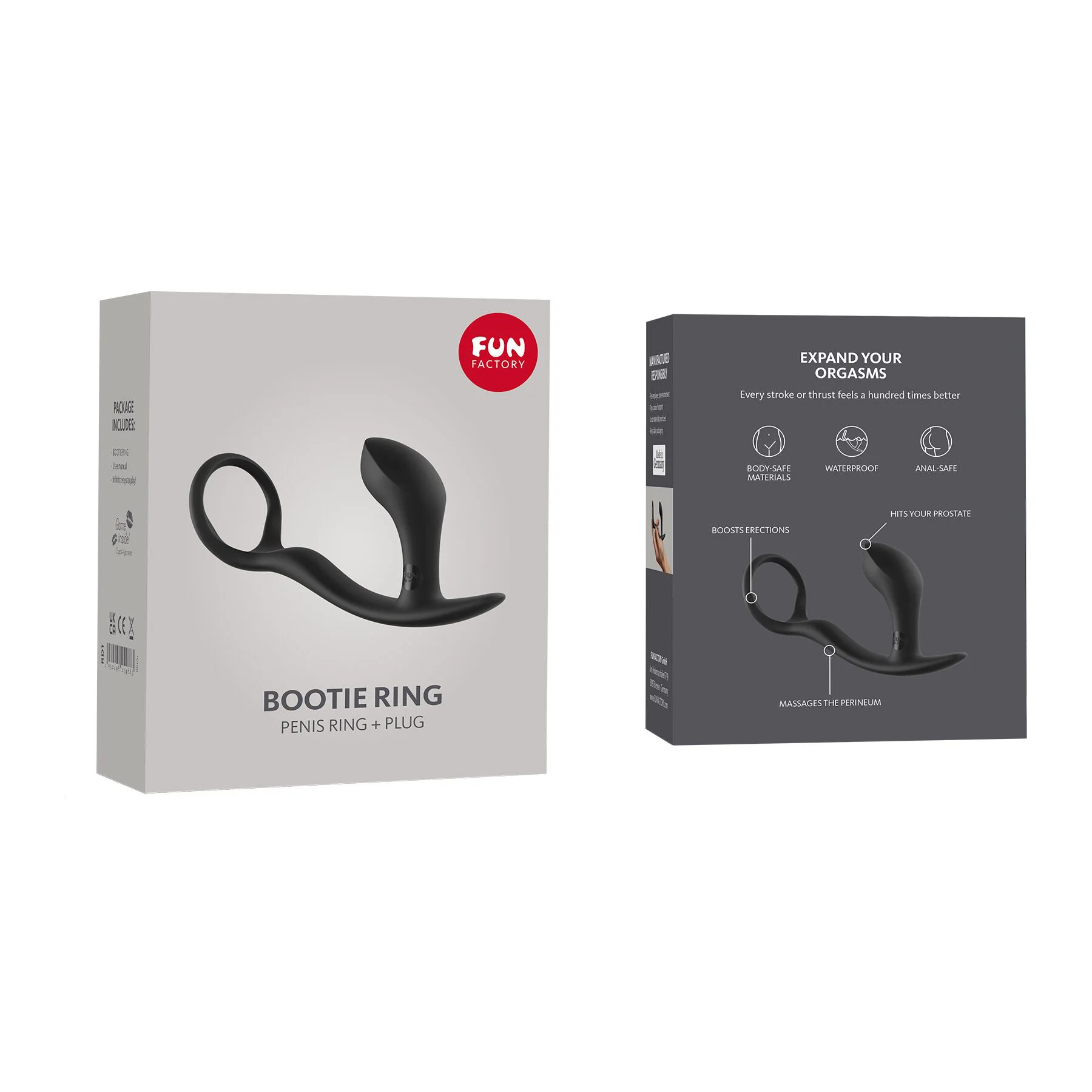 Анальна пробка з ерекційним кільцем Fun Factory BOOTIE RING slate - Зображення 20