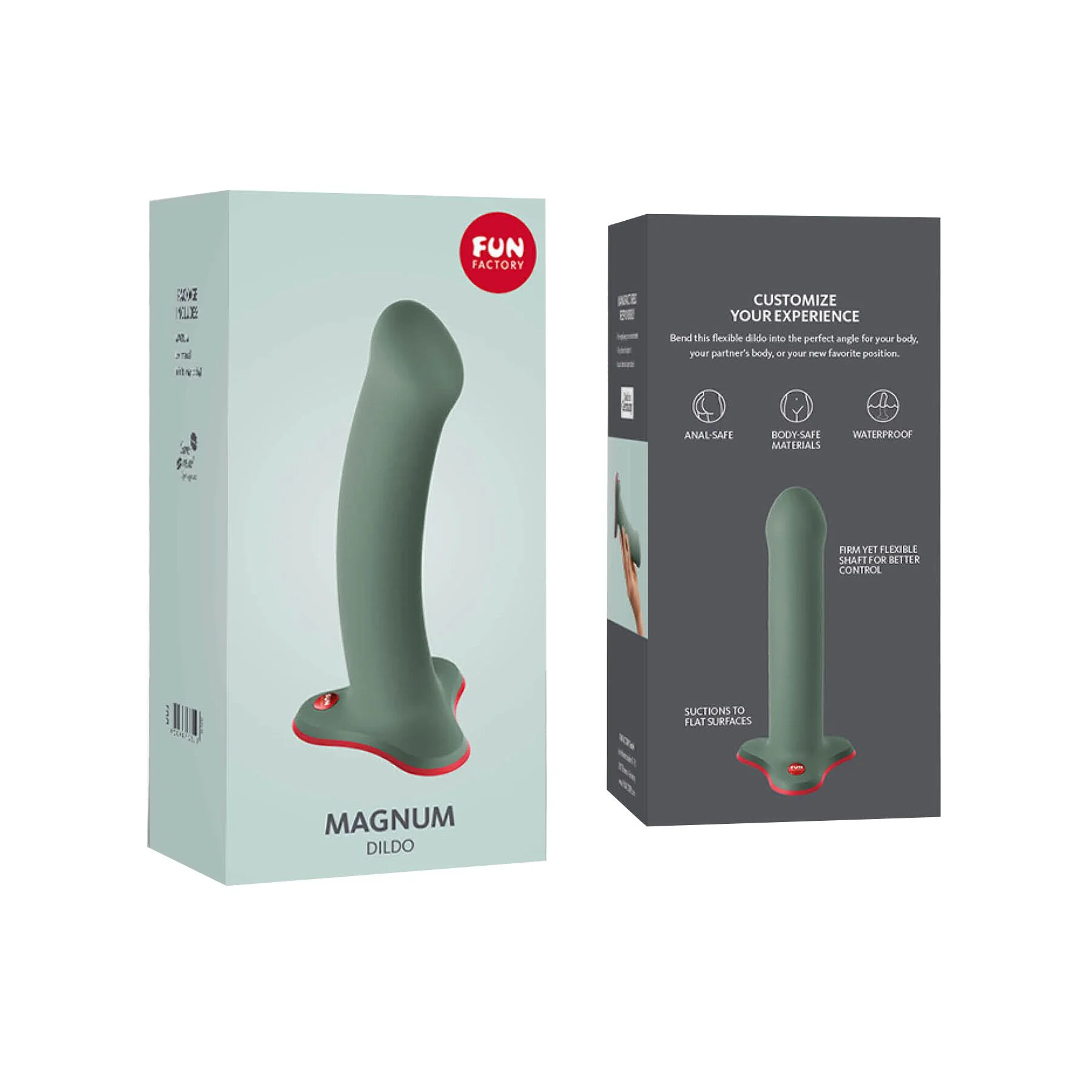 Фалоімітатор Fun Factory MAGNUM, оливковий, дуже гнучкий, довжина 18,3 см, діаметр 3,7 см - Зображення 22