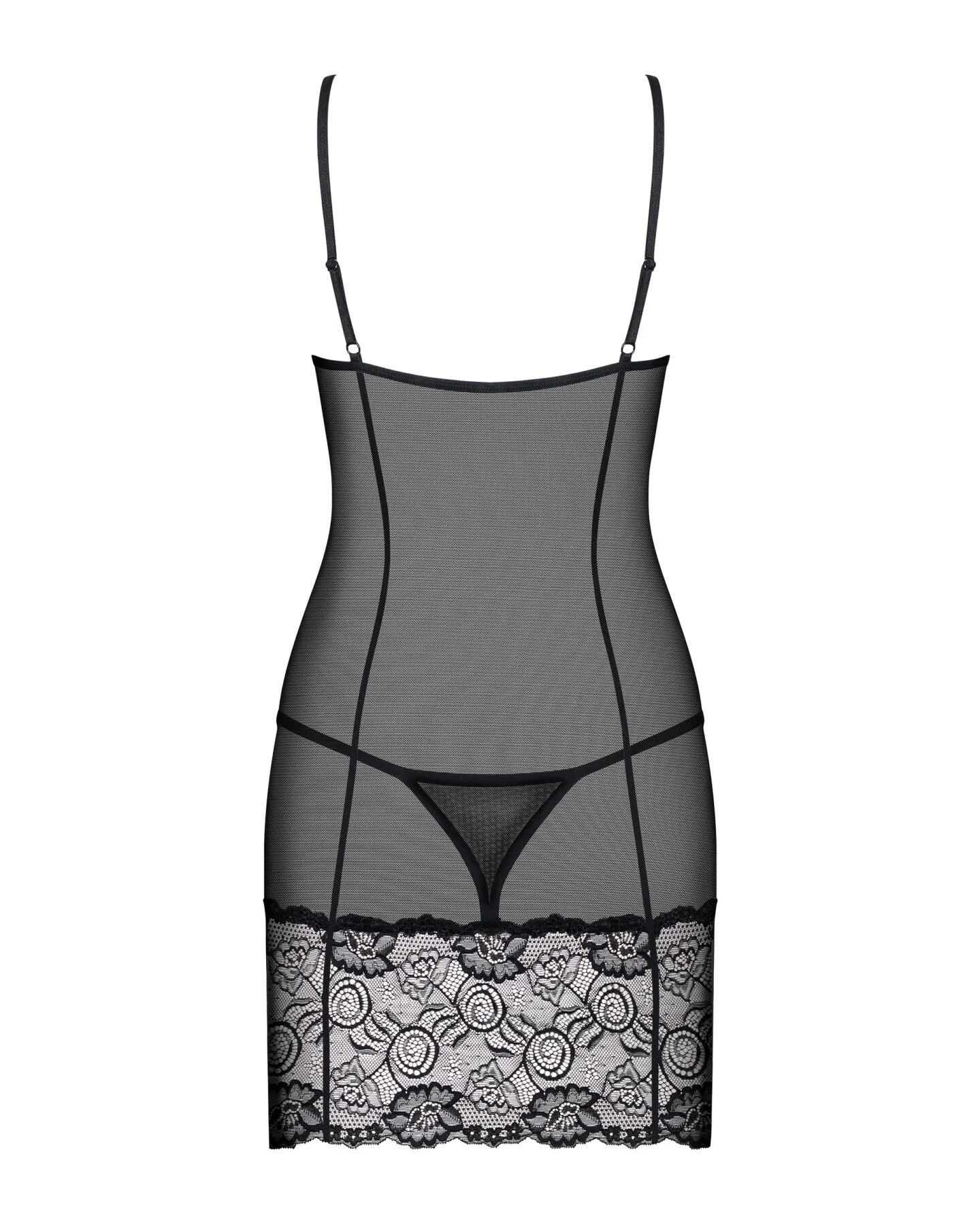 Сорочка Obsessive Alluria chemise & thong L/XL - елегантний комплект